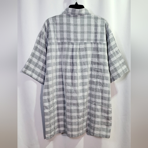 L.A.BEAT NWT Light Gray Windowpane Collared Short Sleeve Dress Shirt Size 2XL - Picture 6 of 6